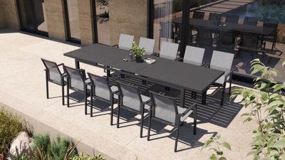 Table Albin 256-320x100cm charcoal/aluminium