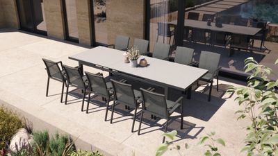 Tafel Albin 220-280x100cm antraciet/keramiek