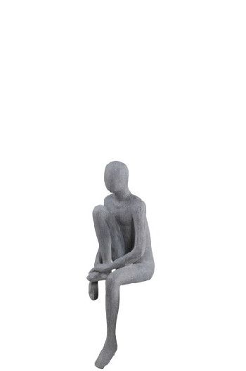 Statue The Sitting Man Lifted Leg grès gris