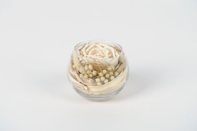 Fleur séchée dans vase en verre