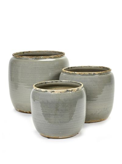 Glazed shades Pot costa s grey d18,5h19