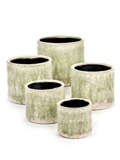 Craquelé Pot flame light green d10 h9 cm