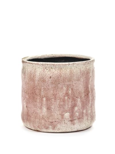 Craquelé Pot flame rose d14 h13 cm