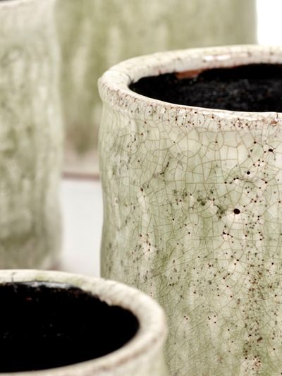 Craquelé Pot flame light green d14 h13 cm