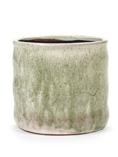 Craquelé Pot flame light green d17,5 h16,5 cm