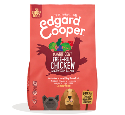 Edgard & cooper, croquette pour chien senior au poulet et au saumon, 12kg