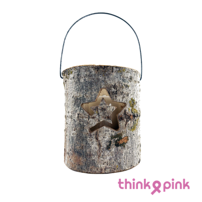 Houten lantaarn 'Think Pink'