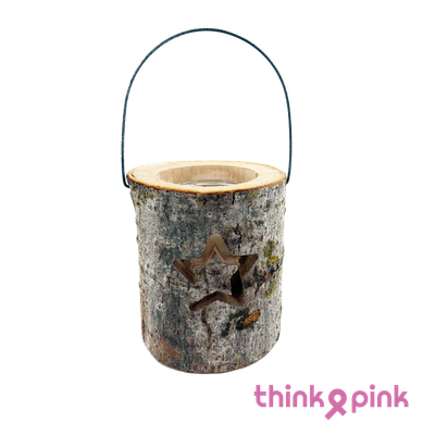 Houten lantaarn 'Think Pink'