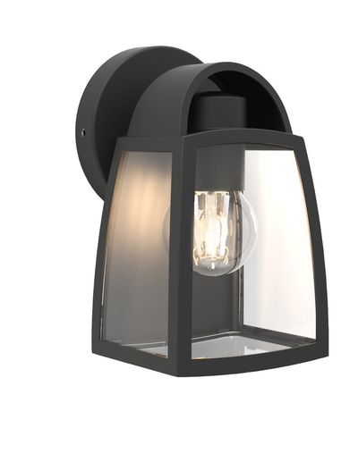 Kelsey wandlamp - helder glas mat zwart e27 40w