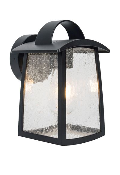 Kelsey wandlamp - waterglas mat zwart e27 40w