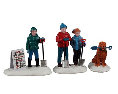 Neighborhood snow shovelers, set of 3