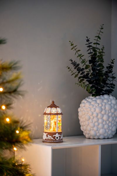 Laterne à eau, carrousel avec figurines en pain d'épices, led blanc chaud, intérieur