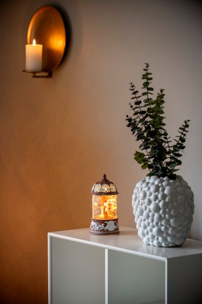 Laterne à eau, carrousel avec figurines en pain d'épices, led blanc chaud, intérieur