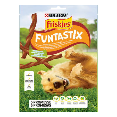 Friskies funtastix hondensnacks  bacon- en kassmaak 175g