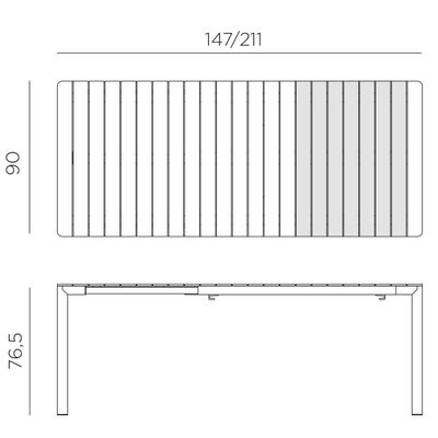 Tevere table extensible 147cm anthracite