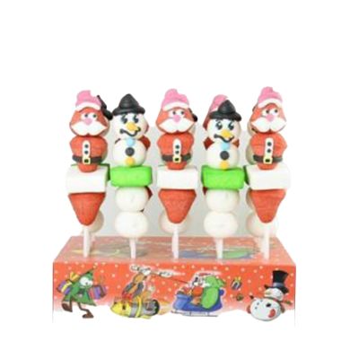 Marshmallow brochette met kerstfiguur