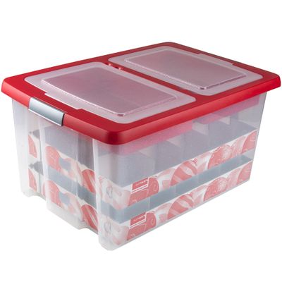 Nesta kerst box 51l met trays voor 40 kerstballen tr rood