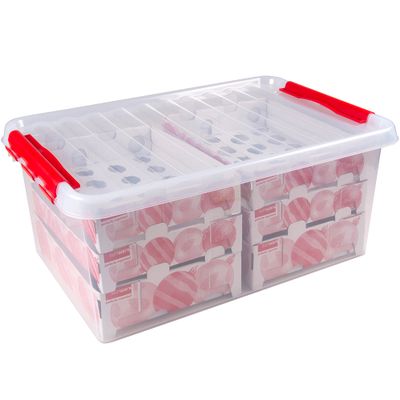 Q-line box noël 45l avec insert pour 98 boules tr rouge