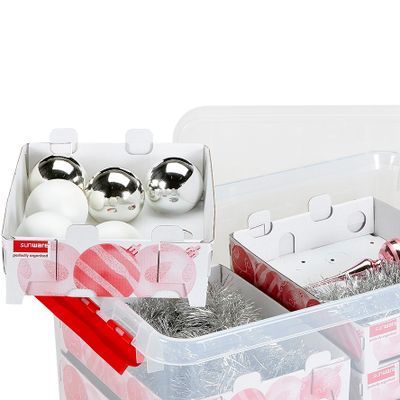 Q-line box noël 45l avec insert pour 98 boules tr rouge