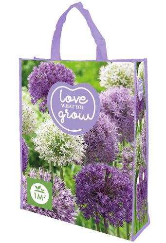 1 cabas avec allium blanc et violet mix 'love what you grow'