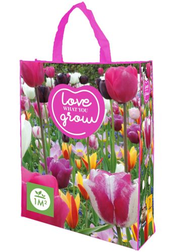 1 shopping bag met tulpen mix 'love what you grow'