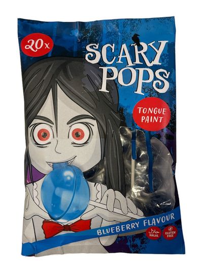 Tongue painting blue lollipops