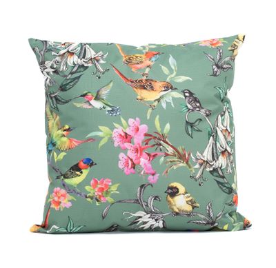 Buitenkussen vogels groen 45x45cm