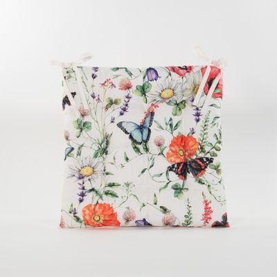 Gewatteerd stoelkussen weidebloem 38x38cm