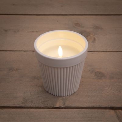 Bougie d'extérieur en pot 3d flamme blanc