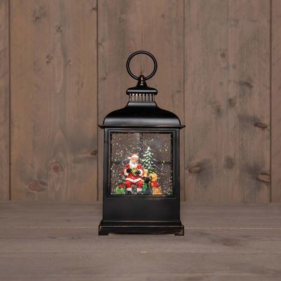 Led lantaarn kerstman glitterwater