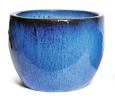 Glazed egg pot blue d41h33