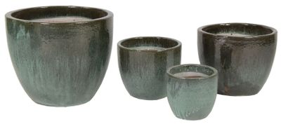 Glazed egg pot moss green