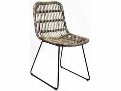 Chair dining metal rattan brown 46x57h84cm