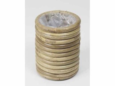 pot rond rayé gris d8h10cm