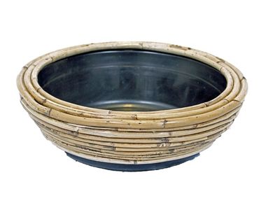 Drypot round stripe grey d30h12cm
