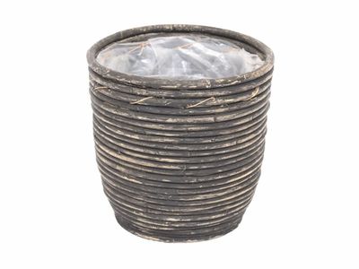 Pot rond ballon rayé bw D20H19Cm