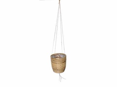 Hanging pot stripe grey d15h14cm