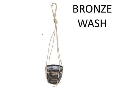 Hanging pot stripe bronze d15h14cm