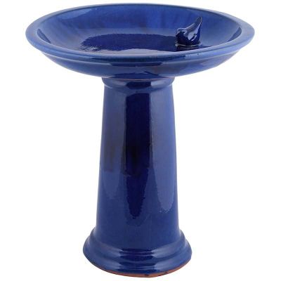 Bain oiseau sur pied céramique bleu pétrole
