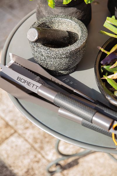 Ensemble de 4 ustensiles pour barbecue (pince, pince fine, spatule et fourchette)