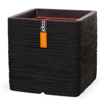 Pot carré rib 30x30x30 noir