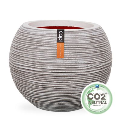 Vase boule rib 62x48 ivoire