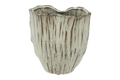 Vaas liano aardewerk ovaal 23.5x13.5x25.5cm wit