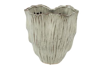 Vaas liano aardewerk ovaal 29.5x19.5x35.5cm wit
