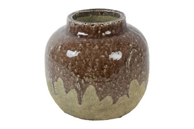 Vaas gert aardewerk rond 22.5x22.5x20cm d.bruin