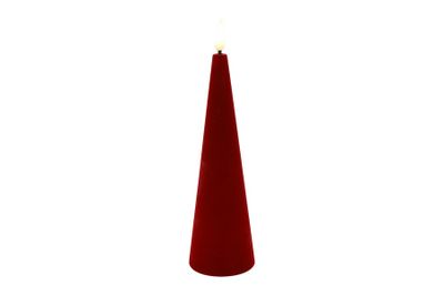 Ledkaars kegel velvet lyon wax 5.5x5.5x17.5cm rood