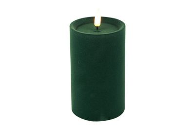 Ledkaars stomp velvet lyon wax rond 7.5x7.5x12.5cm d.groen