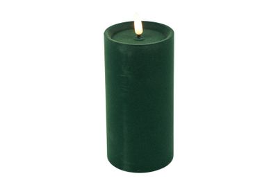 Ledkaars stomp velvet lyon wax rond 7.5x7.5x15cm d.groen