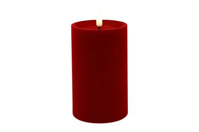 Ledkaars stomp velvet lyon wax rond 7.5x7.5x12.5cm rood