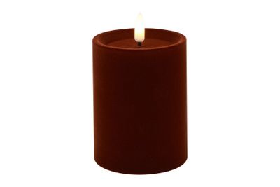 Ledkaars stomp velvet lyon wax rond 7.5x7.5x10cm d.bruin